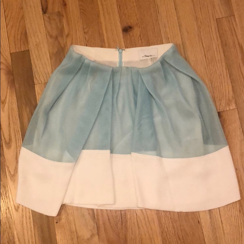 Teal mesh, white trimmed skirt